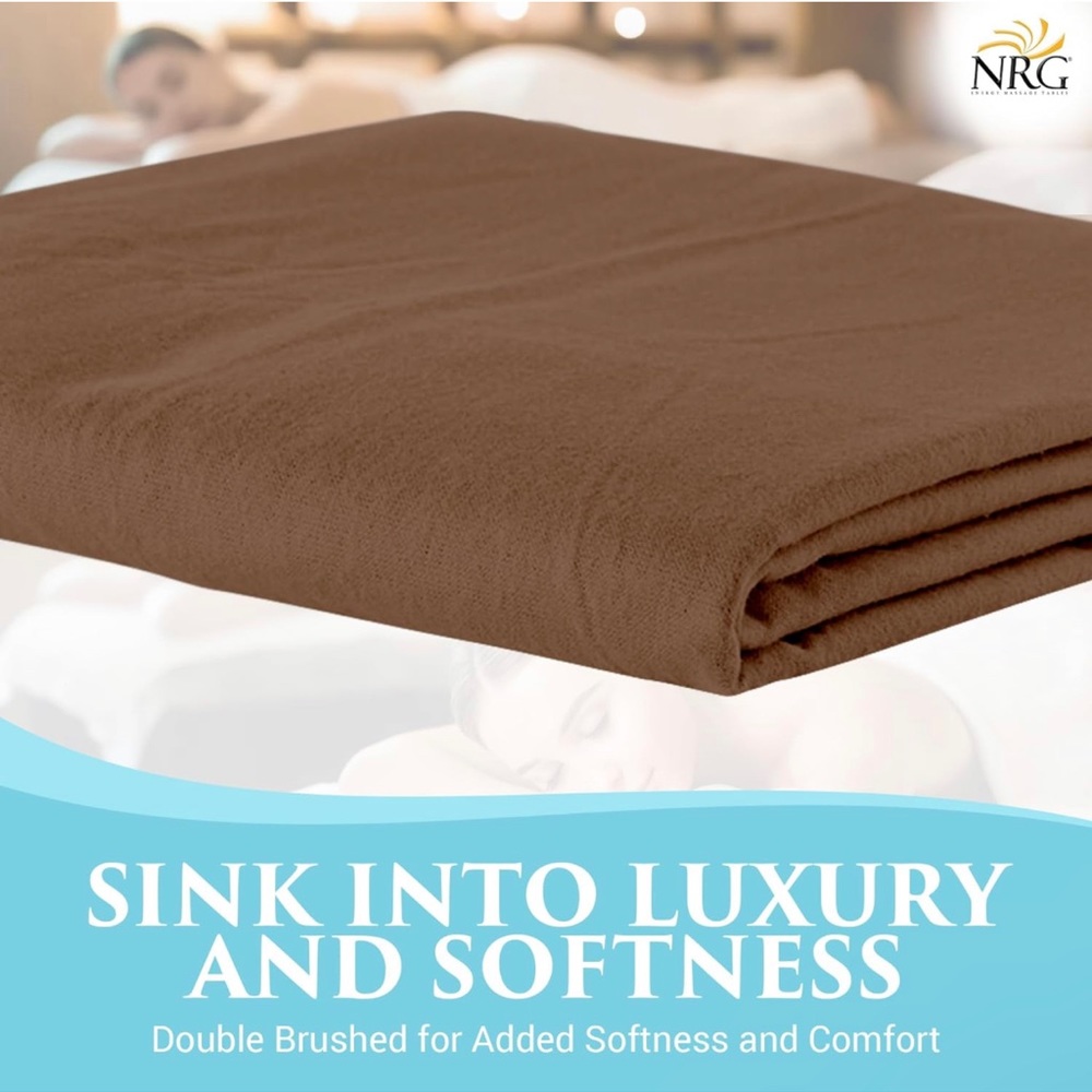 NRG Flannel Cotton Fitted Massage Sheets for Professional Use Brown Chocolate - Picture 4 of 5